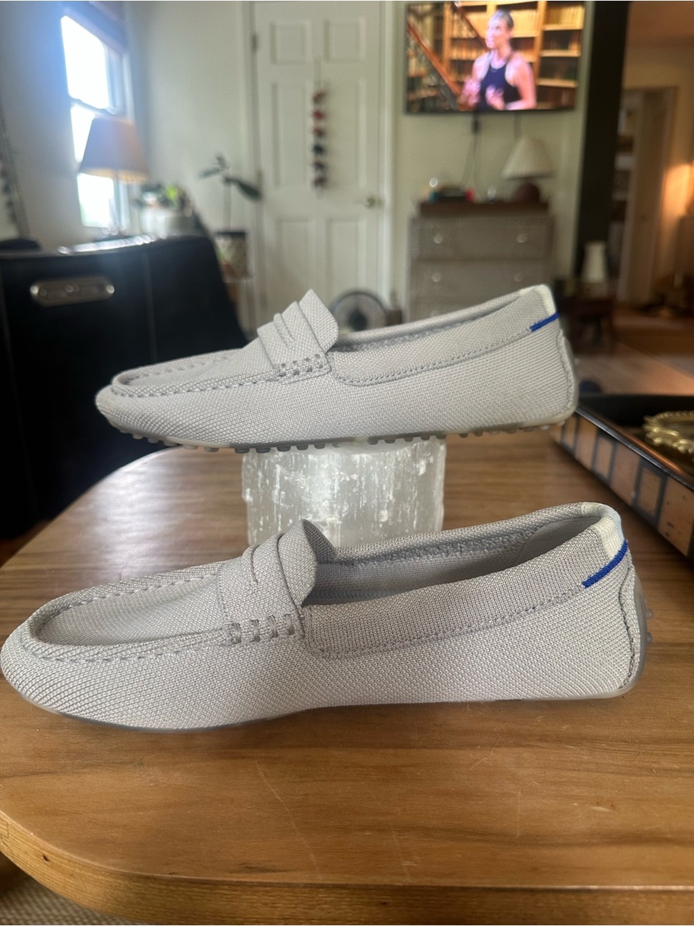 Rothy's Light Gray Knit loafers Size 7 a few small marks like new - Picture 5 of 10